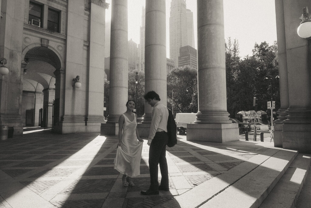 Bride and groom at Manhattan City Hall.