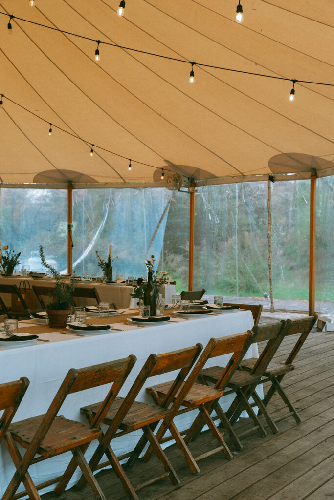 Minimalist Blooming Hill Farm wedding reception design, decor, styling