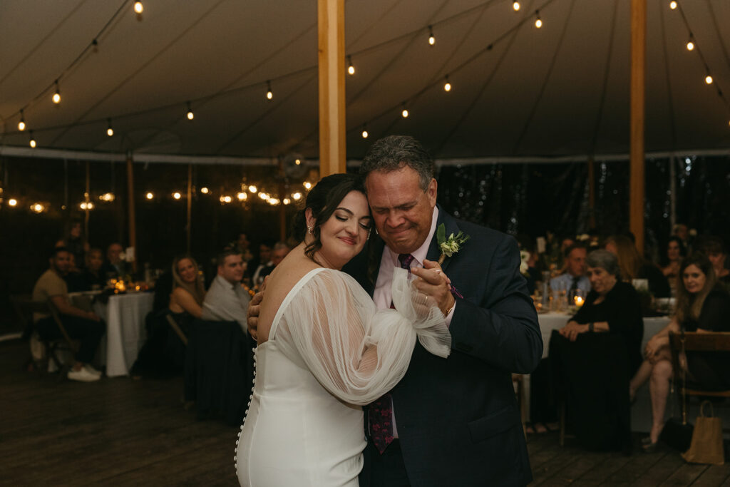 Bride and father of the bride dancing 