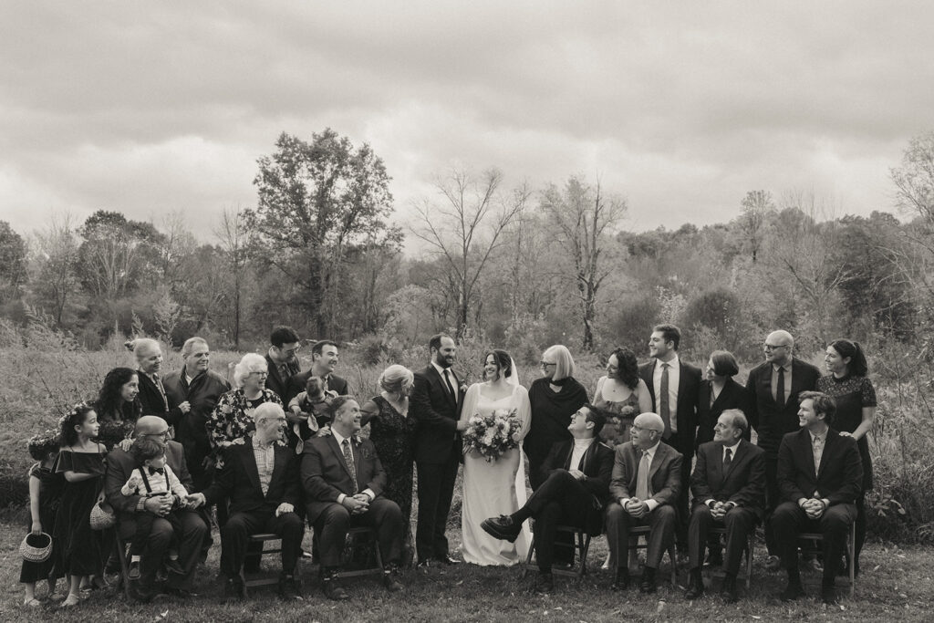 Family portrait at a Blooming Hill Farm wedding