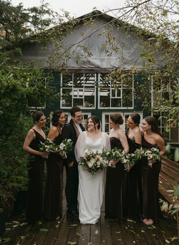 Wedding party portrait at a Blooming Hill Farm wedding