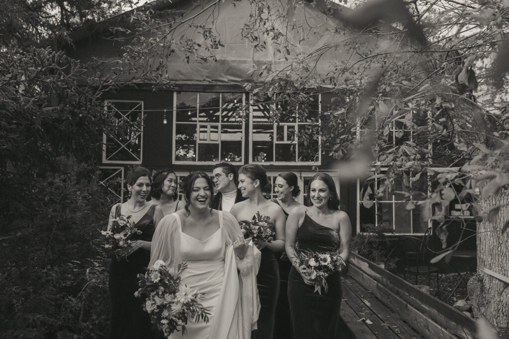 Wedding party portrait at a Blooming Hill Farm wedding