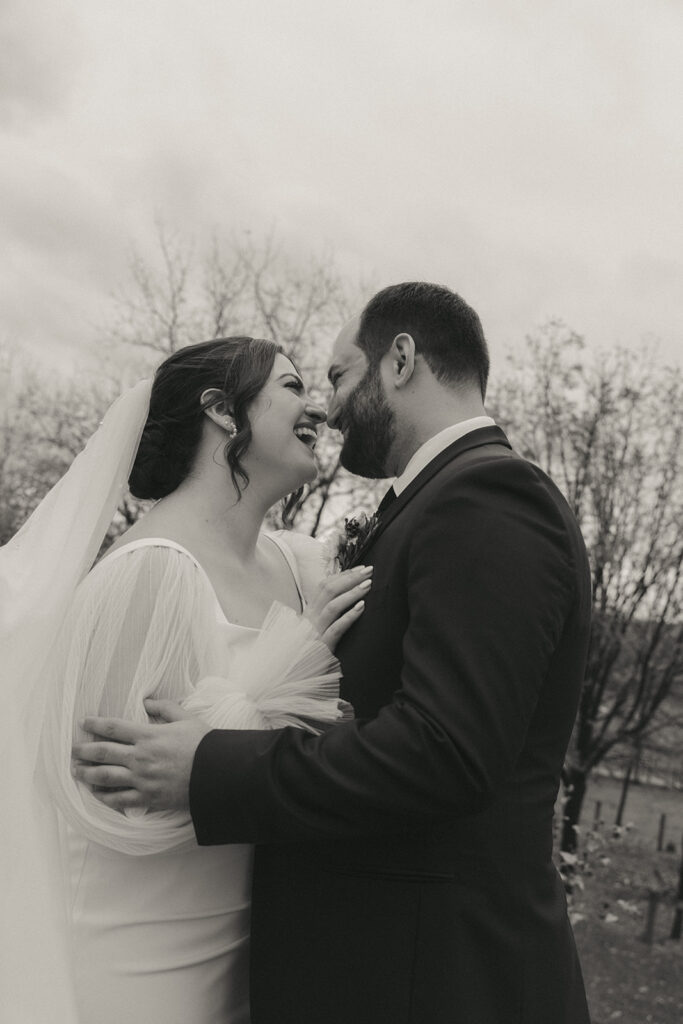 Bride and groom portraits at the Peach Grove House before their Blooming Hill Farm wedding.