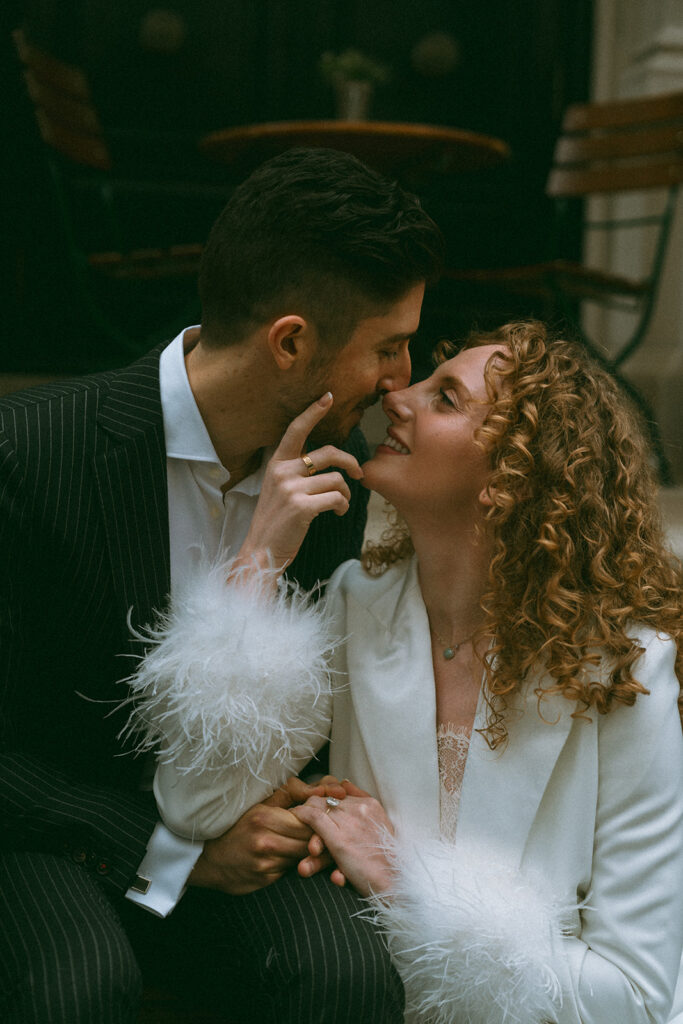 Engagement photos at Ralph's Coffee in Manhattan, New York City 