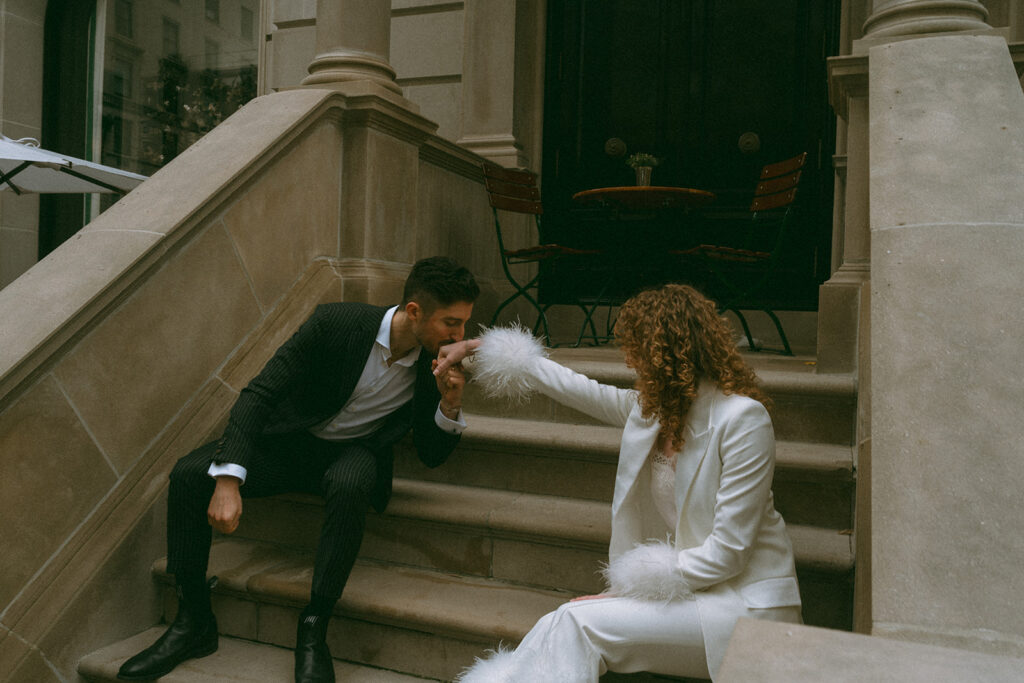 Engagement photos at Ralph's Coffee in Manhattan, New York City 