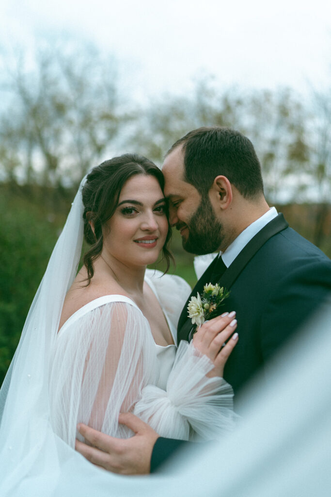 Bride and groom portraits at the Peach Grove House before their Blooming Hill Farm wedding.