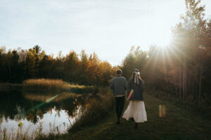 Pictures of Vermont in the fall walking into sunlight, by Elsie Goodman Photography.