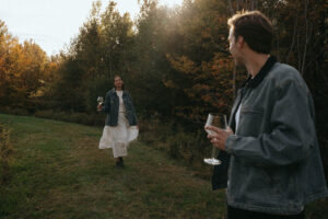Fall in Vermont with a lakeside engagement toast, by Elsie Goodman Photography.