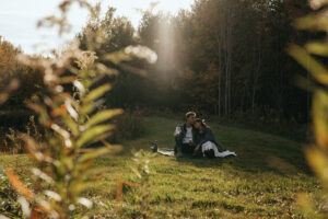Vermont couples session with wine and fall trees, by Elsie Goodman Photography.