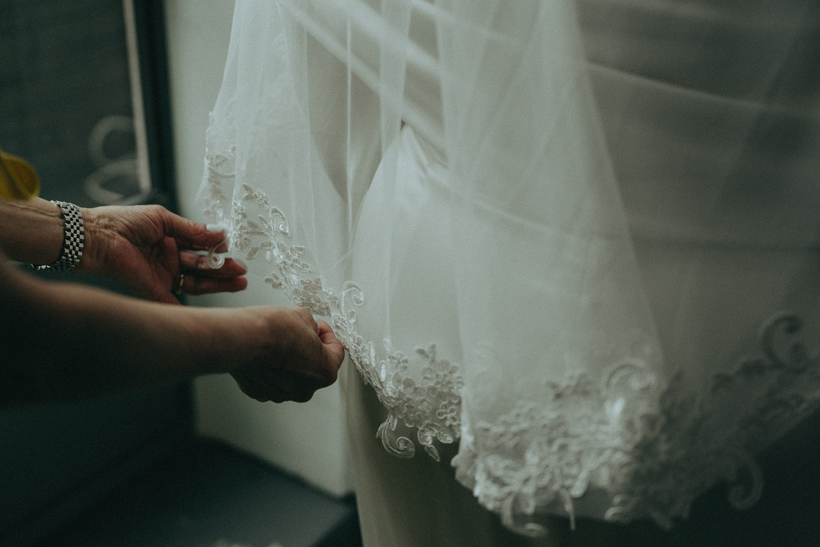 Madison + Dylan 620 Loft and Garden Wedding bridal veil detail shot at 620 loft & garden wedding, shot by elsie goodman, a destination and NYC wedding photographer