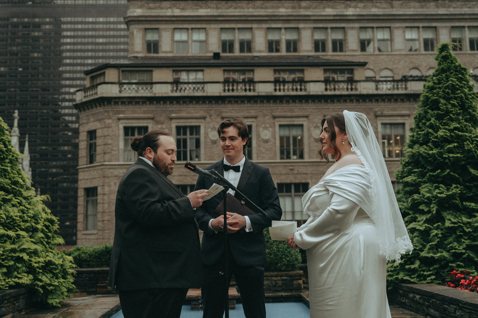 Madison + Dylan 620 Loft and Garden Wedding bride and groom exchanging vows at 620 loft & garden wedding, shot by elsie goodman, a destination and NYC wedding photographer