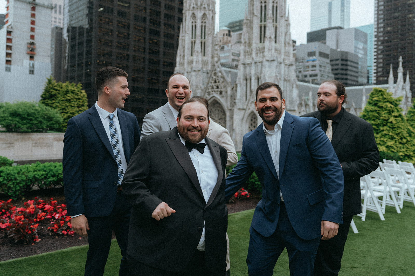 Madison + Dylan 620 Loft and Garden Wedding groom with friends at 620 loft & garden wedding, shot by elsie goodman, a destination and NYC wedding photographer