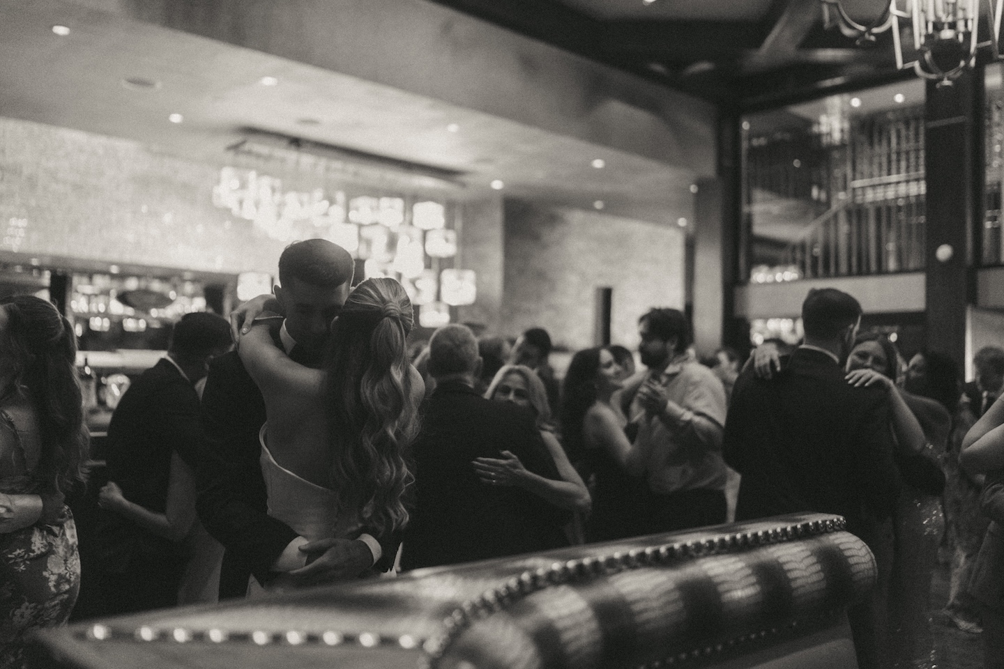 Black-and-white reception dancing photo a timeless addition to the wedding reception shot list
